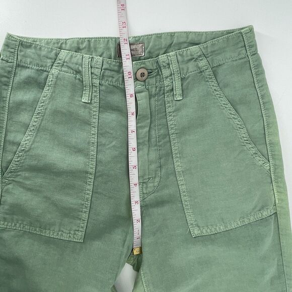 Mother Womens Pants Size 24 Green Cotton Linen Blend The Shaker Chop Crop - Picture 9 of 10